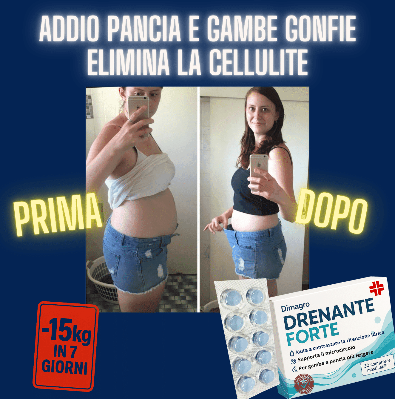 Risultati Spirulina Ultra: confronto prima e dopo, pancia più piatta e girovita ridotto
